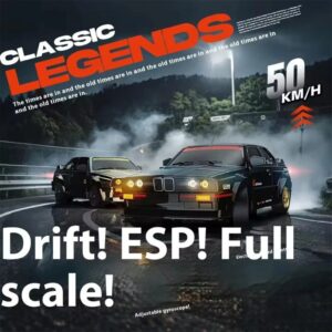 WHOOSH DC162A BMW E30 RTR 1/16 4WD Drift RC Car with ESP Gyro – 50km/h High Speed Racing Car (Black/Silver)