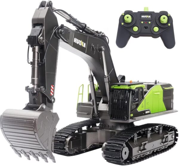 HUI NA 1592 1/14 RC Excavator – 22 Channel Full Function Construction Vehicle with Metal Bucket & 360° Rotation
