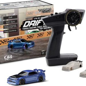 Turbo Racing 1/76 RC Car – Mini Table Racing Sport Car with Full Proportional Control & LED Lights (RTR Kit)